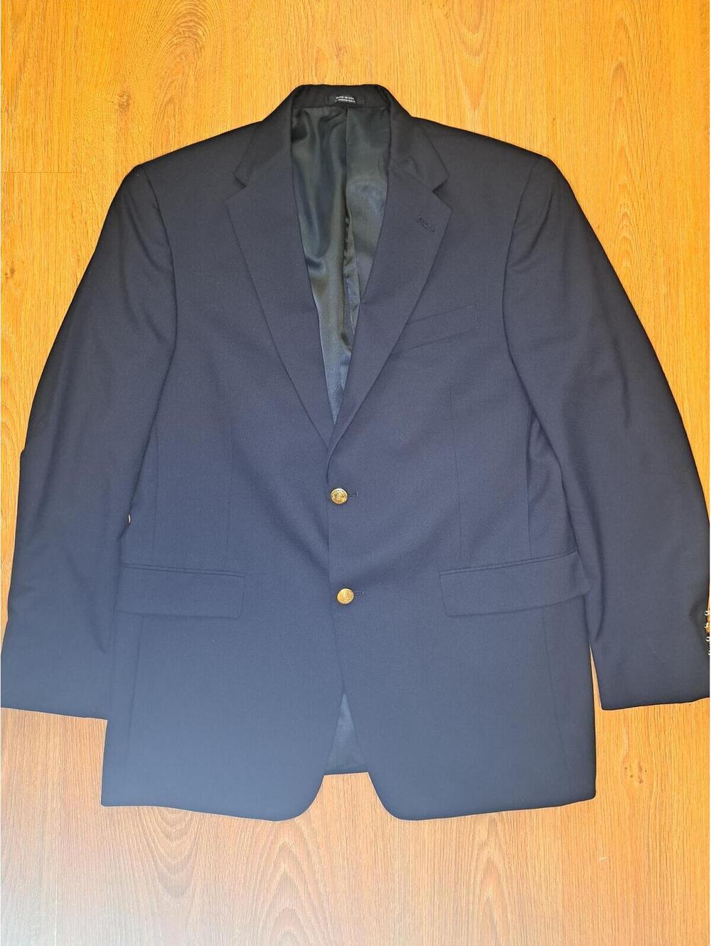 Hart Schaffner Marx Blazer Mens 41R Navy Blue Gold Buttons
